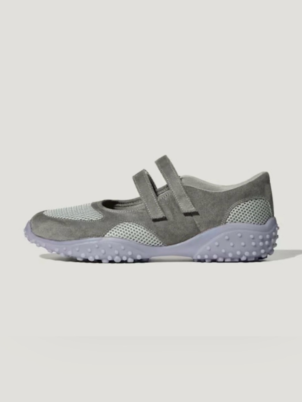 GU Strap Ballet Sneakers in Light Gray